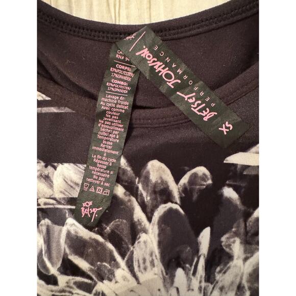 Betsy Johnson Sports Bra Black & White Floral Racerback Sz XS Yoga Workout Top - Picture 3 of 6